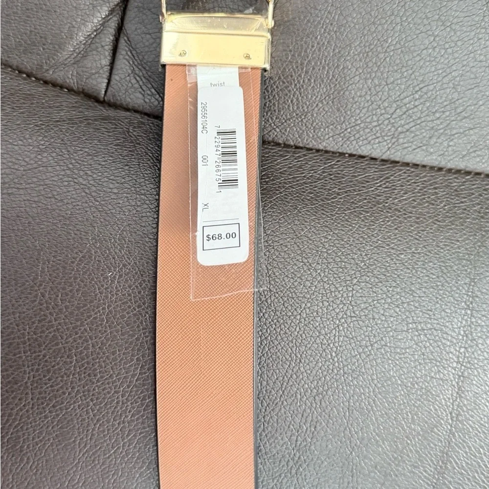 $68 Michael Kors Men's Belt with Gold MK Buckle genuine leather xl